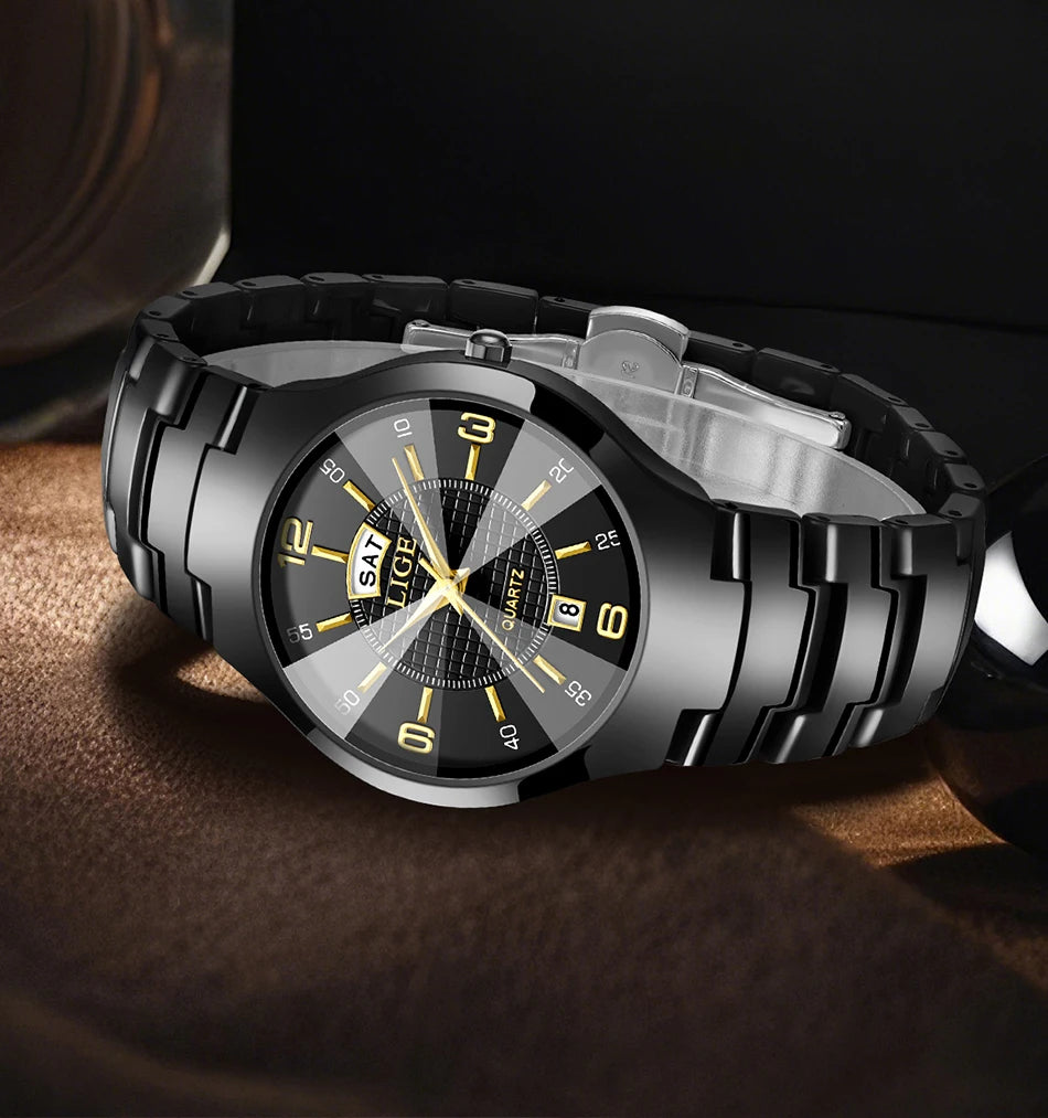 Reloj de cuarzo de cerámica de moda LIGE para mujer, reloj deportivo informal con fecha semanal, reloj creativo de acero resistente al agua para mujer