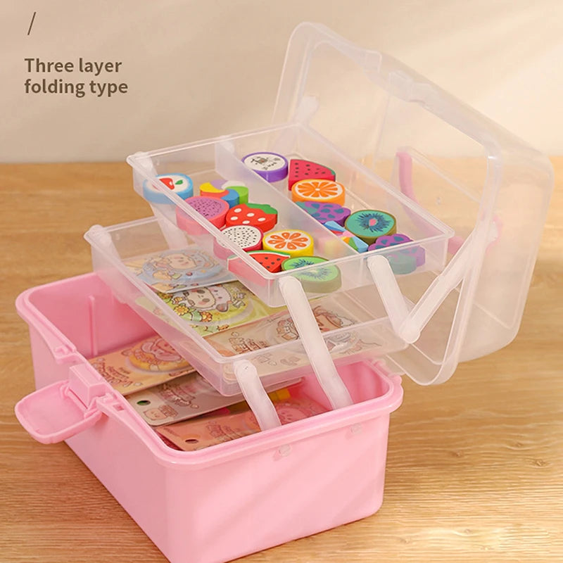 Caja de almacenamiento para accesorios para el cabello de niños, cuerda para la cabeza, horquilla, tarjeta, bolígrafo, artículos diversos, caja de papelería, lindo joyero para niña