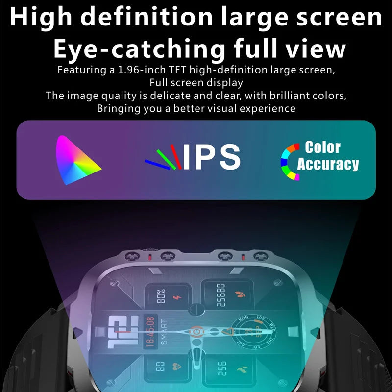 Reloj inteligente QX11 para hombre y mujer, pantalla grande de 1,96 pulgadas, HD, Bluetooth, llamadas SOS, asistente de voz, rastreador de actividad física deportivo