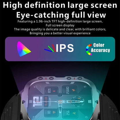 Reloj inteligente QX11 para hombre y mujer, pantalla grande de 1,96 pulgadas, HD, Bluetooth, llamadas SOS, asistente de voz, rastreador de actividad física deportivo