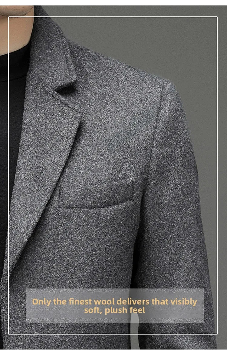 Abrigo de lana de invierno COMXZ 2025 para hombre, estilo retro, grueso, de cachemir, ropa urbana coreana, ligero, de lujo, con mezcla de lana.