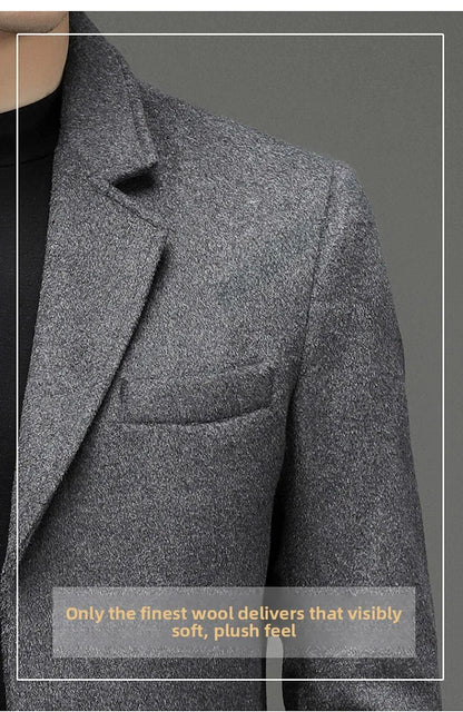 Abrigo de lana de invierno COMXZ 2025 para hombre, estilo retro, grueso, de cachemir, ropa urbana coreana, ligero, de lujo, con mezcla de lana.