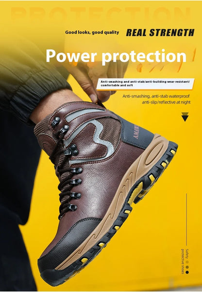Zapatos de seguridad de caña alta para hombre, zapatos de trabajo con puntera de acero, botas de seguridad para hombre y mujer, botas de trabajo antideslizantes, impermeables e indestructibles.