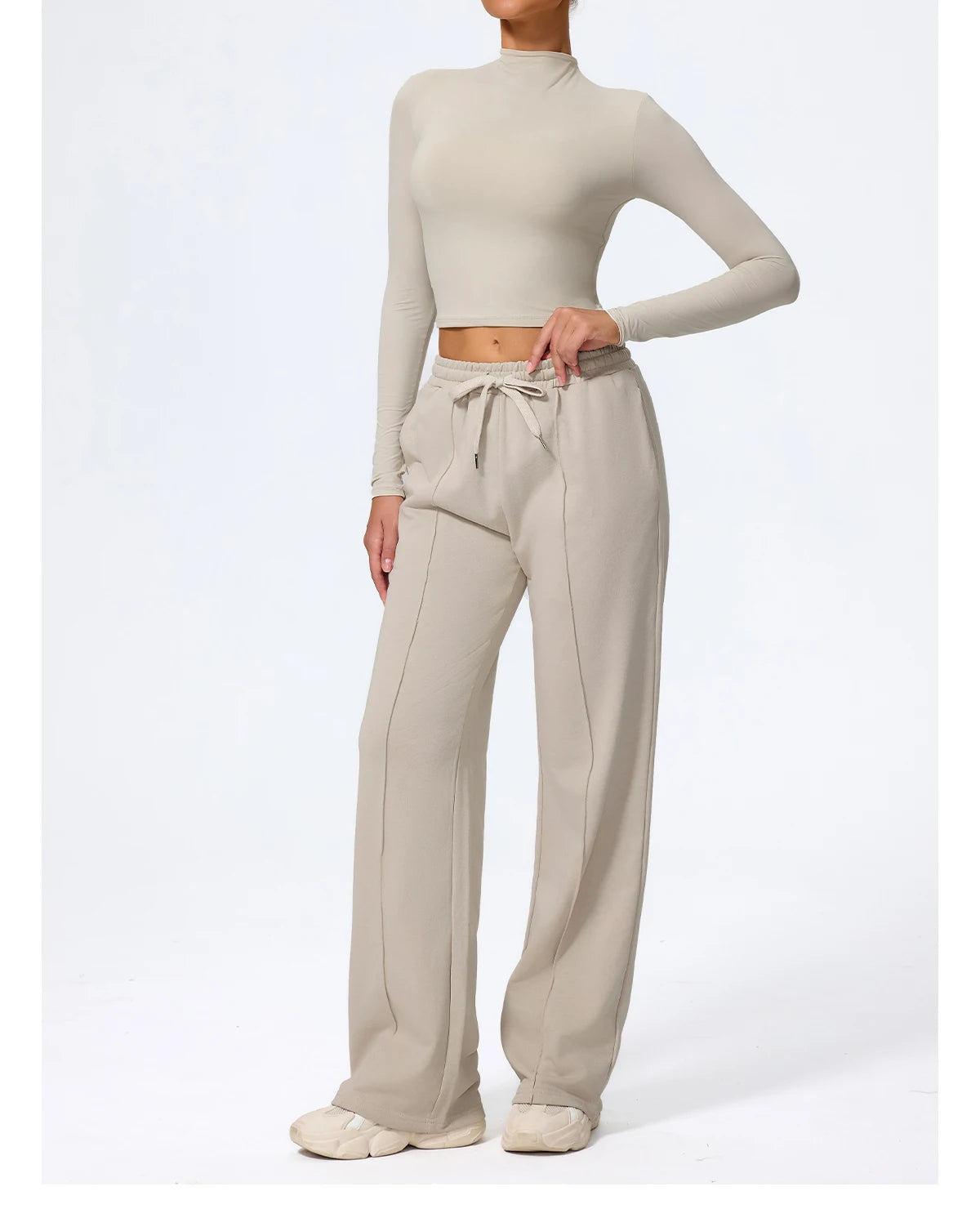 Pantalones largos de yoga para mujer, cálidos para invierno y otoño, para gimnasio, entrenamiento, estilo holgado, deportivos, de cintura alta, con cordón ajustable.