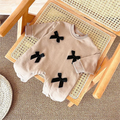 Ropa para bebé recién nacido, mono con lazo para bebé, primavera y otoño, pelele de algodón para niños pequeños de 0 a 18 meses