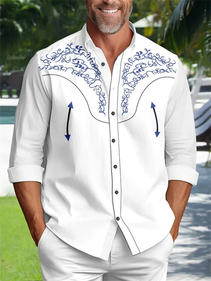 Camisa 3D de manga larga para hombre, estilo casual urbano, suave y cómoda, con un nuevo diseño tridimensional.