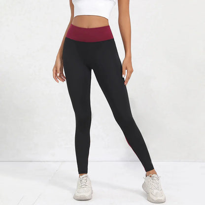 Leggings de yoga de cintura alta con bloques de color para mujer, leggings de entrenamiento con control de abdomen para mujer