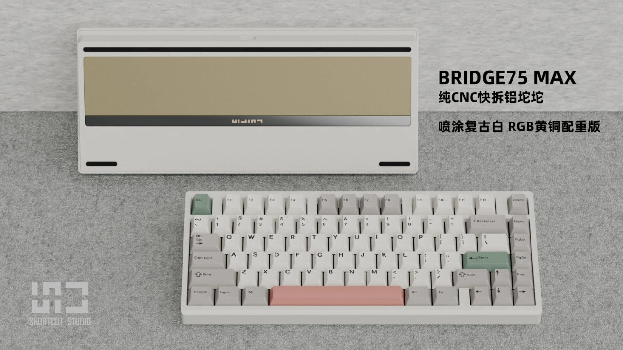 Teclado mecánico inalámbrico ShortCut Studio Bridge75 con Bluetooth, 3 modos RGB, personalizado, de aluminio de larga duración.