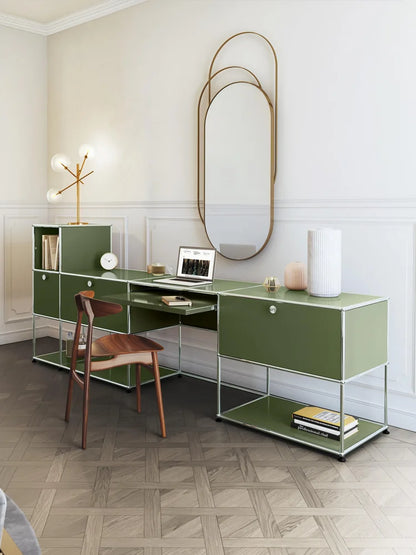 Escritorio modular moderno de metal con armario de almacenamiento, escritorio de pie, escritorio de oficina, mesa de computadora, escritorios de habitación