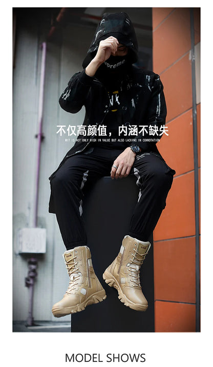 Botas tácticas para hombre, nuevas, de invierno, para combate, hasta el tobillo, antideslizantes, para trabajo, seguridad, botas militares, impermeables, para motocicleta.