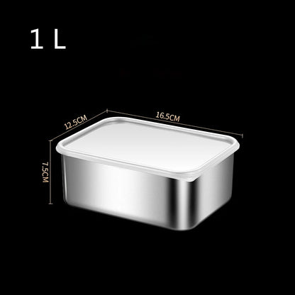 Bandeja de acero inoxidable 304 para conservar alimentos frescos con tapa, ideal para el refrigerador, para sellar frutas, para comidas, para cocina, bento.