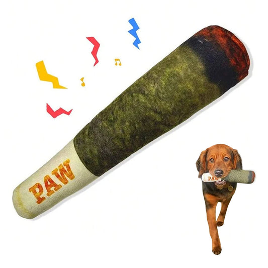 Divertidos juguetes interactivos para perros: peluche chirriante con diseño de cigarro, juguete creativo para masticar para perros pequeños y medianos.