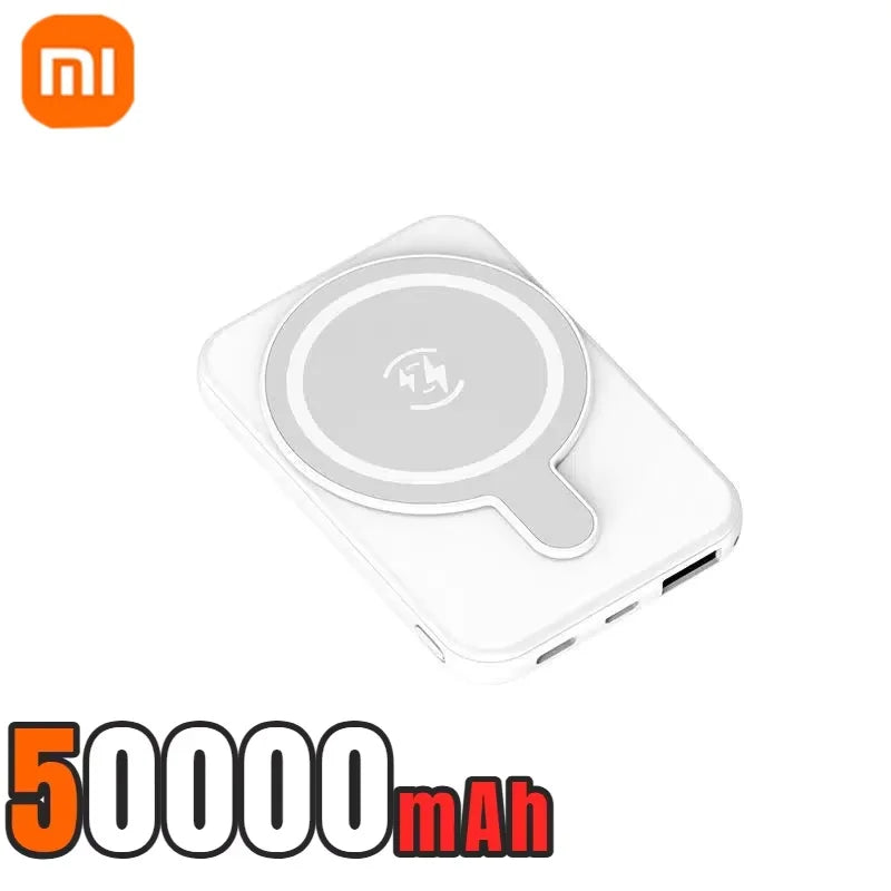 Cargador de batería externo portátil Xiaomi de 500.000 mAh con carga rápida inalámbrica y magnética para iPhone, Huawei y Samsung.