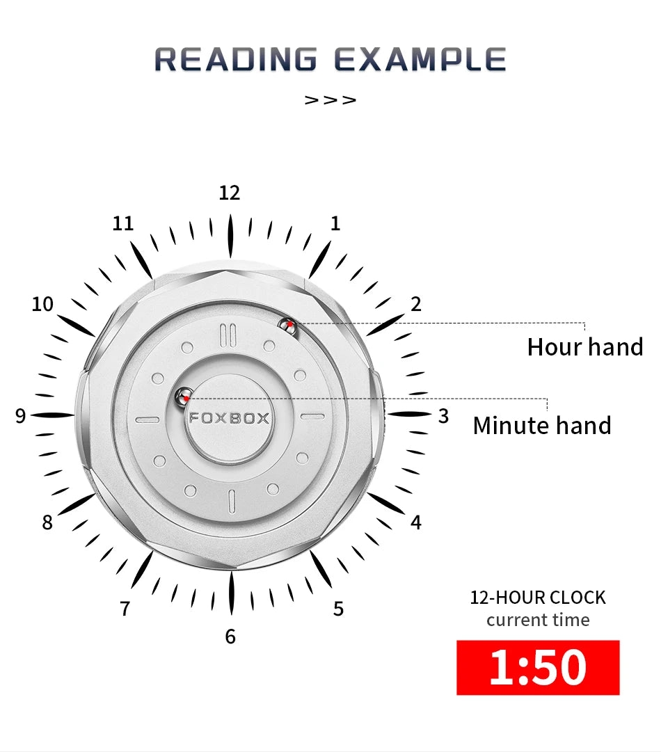 FOXBOX Reloj impermeable para hombre, marca de moda superior, de lujo, con puntero de desplazamiento y fuerza magnética, relojes de pulsera de cuarzo para hombre, Montre Homme