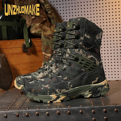 Botas tácticas de camuflaje para hombre, impermeables, para trabajo, seguridad, montañismo, botines, botas para exteriores.