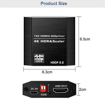 Conecta 1 señal a 2 pantallas HDMI 4K a 60 Hz. Divisor HDMI 1 entrada, 2 salidas con cable HDMI de alta velocidad escalar compatible con HDCP 2.2.