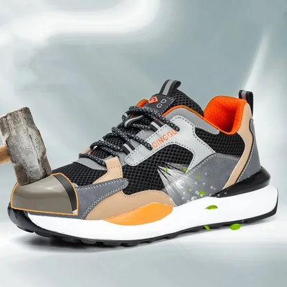 Zapatos de trabajo para hombre nuevos, con punta de acero, antigolpes y antipuñalamientos, transpirables y antideslizantes.