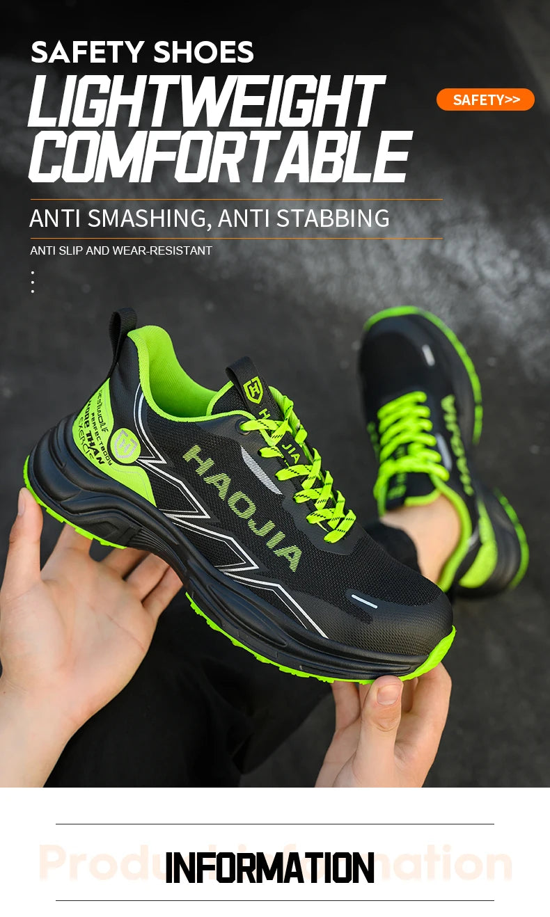 Zapatos de seguridad ligeros para hombre, antirotura, antipinchazos, zapatillas de trabajo, botas de seguridad protectoras, zapatos de trabajo con puntera de acero.