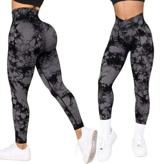 Mallas deportivas con efecto tie-dye para mujer, leggings push up para entrenamiento, leggings deportivos para mujer, pantalones de gimnasio sin costuras con efecto push-up