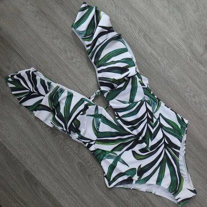 Traje de baño de una pieza 2025, bañador sexy de realce para mujer, monokini con volantes y hombros ajustables, traje de baño, ropa de baño