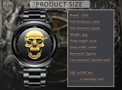 Relojes deportivos LIGE para hombre, marca superior, reloj de cuarzo de lujo para hombre, reloj de pulsera de acero inoxidable resistente al agua para hombre, reloj Masculino