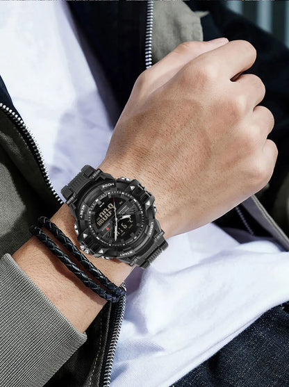 LIGE FOXBOX - Reloj electrónico deportivo informal de moda para hombre, con pantalla digital LED, resistente al agua hasta 50 m, alarma y fecha, con caja