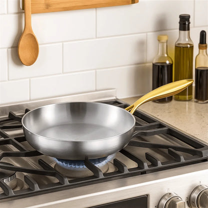 Sartén universal de acero inoxidable 316 sin revestimiento para el hogar, con tapa, wok antiadherente, para cocina de inducción