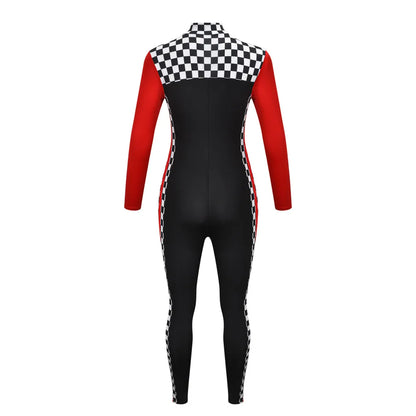 Sexy Lady Race Car Driver Costume Halloween Racing Girl Clubwear Zip Erotic Bodysuit Cosplay Carnival Fancy Party Dress Jumpsuit