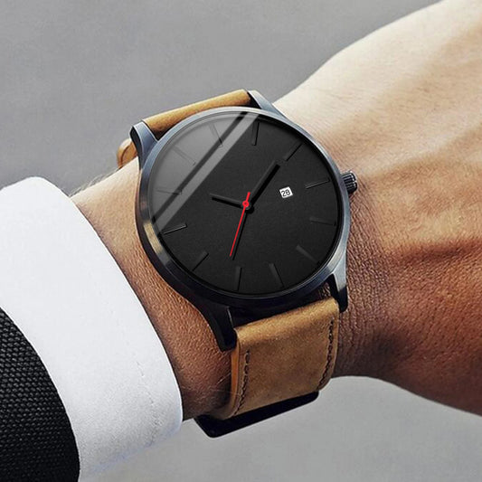 Reloj Masculino para hombre, relojes deportivos a la moda, reloj de pulsera de cuarzo con correa de cuero y calendario para hombre, relojes para hombre