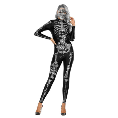 [You're My Secret] Halloween Women Adult Cosplay Jumpsuit Skeleton Bodysuit Female Zombies Party Outfit Sexy Zentai Costumes