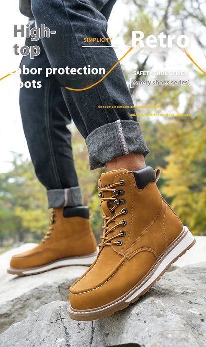 Botas de trabajo para hombre, con puntera de acero, puntera blanda, impermeables, antideslizantes, antiperforación, resistentes al deslizamiento, botas de seguridad para el trabajo.