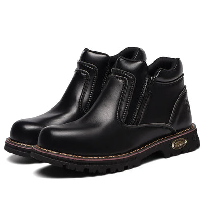 Zapatos de trabajo para hombre 2025, zapatos de seguridad impermeables, botas de cuero anti chispas, zapatos de soldador anti perforaciones y antideslizantes.