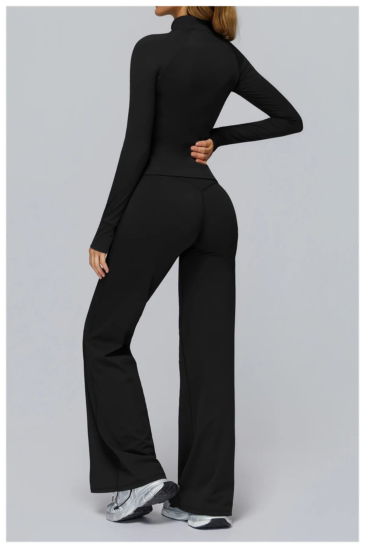 Conjunto deportivo Hearuisavy para mujer, chaqueta deportiva de manga larga con cremallera y bolsillos, ropa exterior ajustada de secado rápido para correr, pantalones de yoga de cintura alta