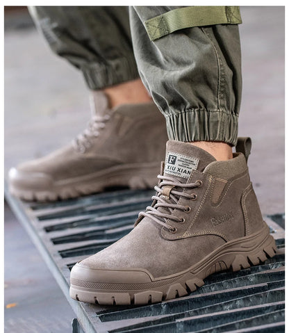 Zapatos de seguridad para hombre, antiperforación, indestructibles, zapatos de trabajo de moda, zapatos de trabajo para exteriores, botas con puntera de acero.