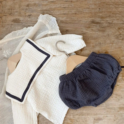 Conjuntos de ropa para bebé de 0 a 3 años, algodón orgánico, diseño azul marino, camisetas y pantalones bombachos, conjunto de 2 piezas, disfraz para bebé.