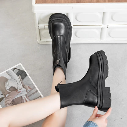 AIYUQI Women Chelsea Boots Genuine Leather 2025 New Warm Winter Boots Women Non Slip British Style Front Zipper Women Booties