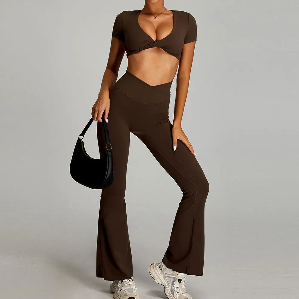 Conjunto deportivo de yoga para mujer mikeyoga, 2 piezas, secado rápido, ideal para gimnasio, correr y entrenar. Incluye ropa deportiva de manga corta para yoga.