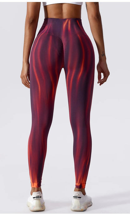 Pantalones de yoga para mujer con estampado tie-dye Cloud Rise, leggings deportivos sexys para gimnasio, mallas sin costuras, pantalones de cintura alta para entrenar.