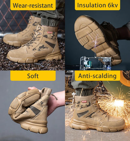 Zapatillas indestructibles, zapatos de seguridad con puntera de acero, resistentes a perforaciones, botas tácticas