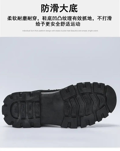 Botas altas para hombre, suela plana, ligeras, para senderismo, exteriores, negras, para correr, tenis, caminar, motocicleta