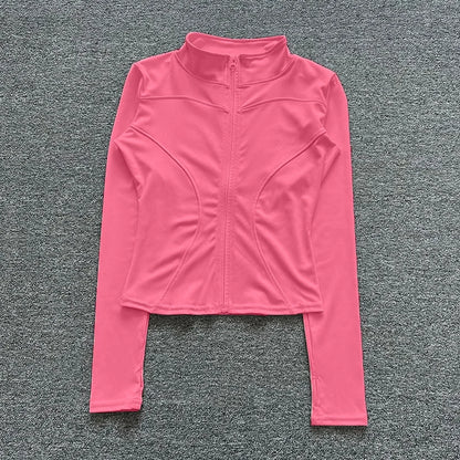 Chaqueta deportiva de manga larga para mujer, abrigo de entrenamiento, ropa de entrenamiento de gimnasio, ropa deportiva de yoga