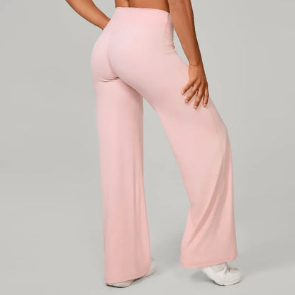 Pantalones de yoga rectos de pierna ancha para mujer, nuevos pantalones de pilates, pantalones deportivos ajustados que realzan la cadera, pantalones casuales para correr al aire libre, pantalones de fitness.