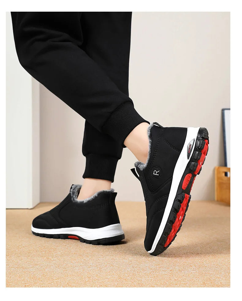 Zapatillas de deporte para hombre, botines de nieve de algodón cálido, zapatos casuales, zapatos de diseñador, botas de nieve impermeables, envío gratuito.