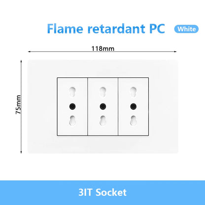 Enchufe de pared USB inteligente tipo C de 20 W con carga rápida para Italia, Chile y México; panel de interruptor de luz eléctrico de Brasil con toma USB-C universal.
