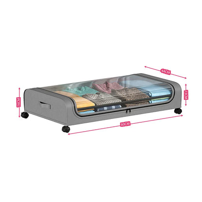 Organizador de almacenamiento debajo de la cama: contenedores con ruedas y tapa para ropa, ropa de cama, zapatos, mantas, libros, juguetes y organización del hogar.