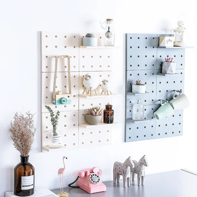 Estantes de pared para decoración del hogar, estantes de almacenamiento de pared con agujeros para cocina, dormitorio, estantes colgantes, decoración de pared