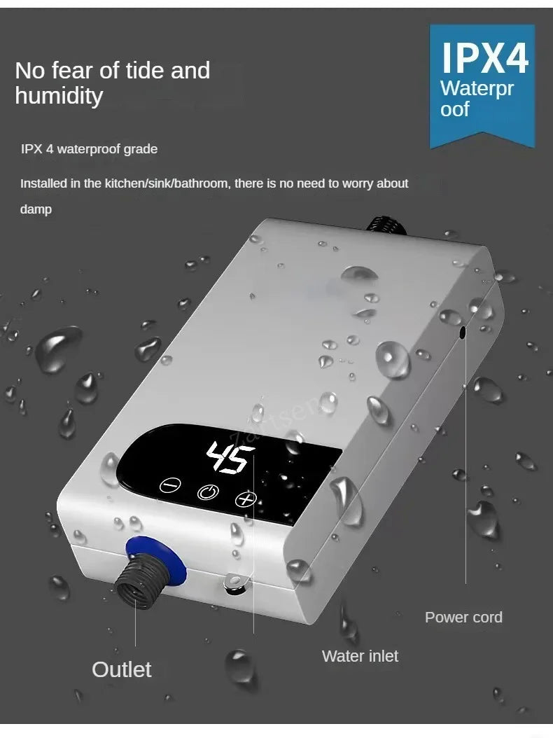 Calentador de agua eléctrico instantáneo con función de memoria, conversión de frecuencia y temperatura constante. 220 V, 4500 W.