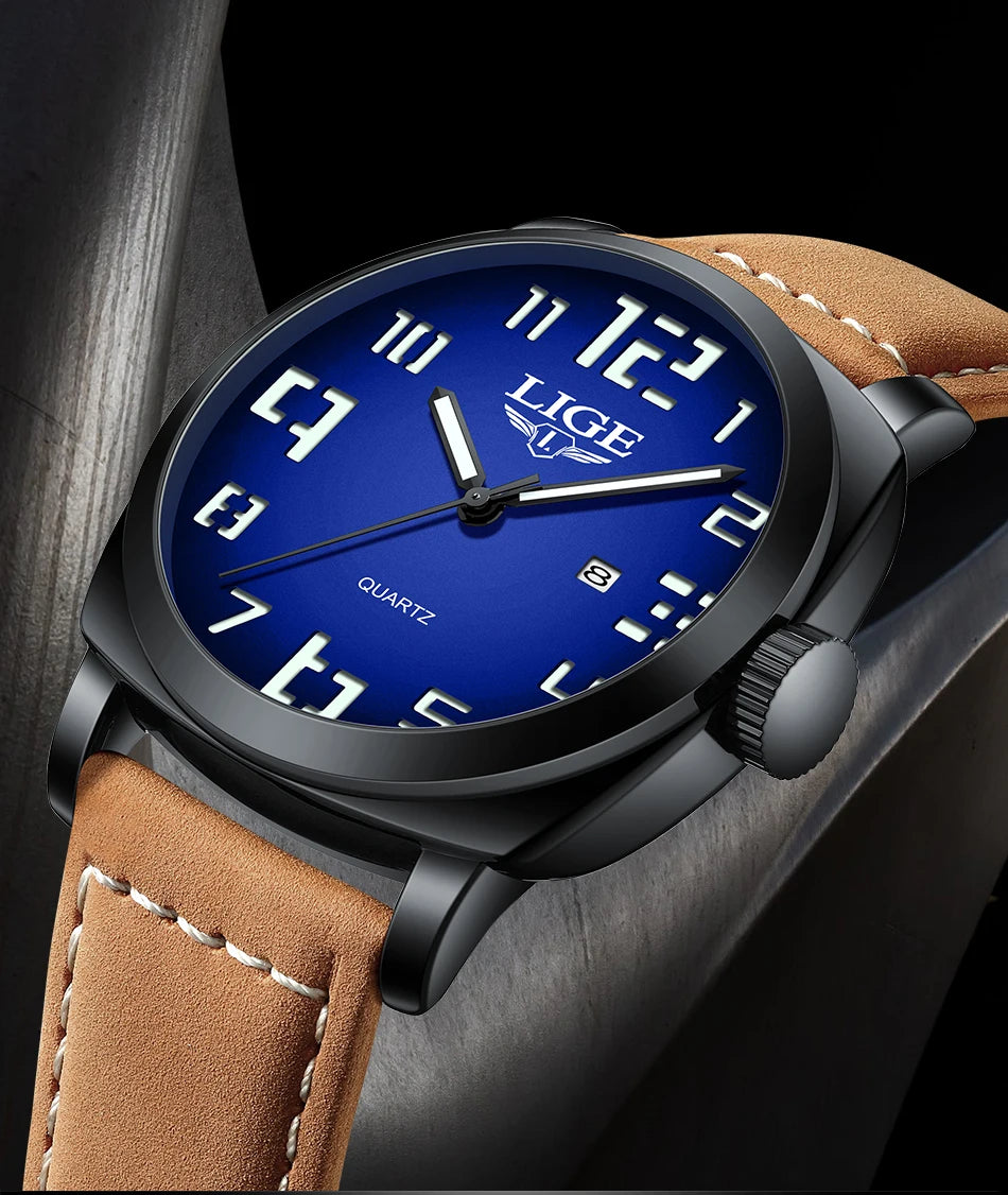 Reloj de hombre LIGE 2025, moda, negocios, casual, cuarzo, resistente al agua 30M, luminoso, fecha, lujo, relojes de pulsera, Reloj Hombre.
