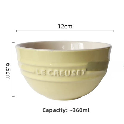 Cuenco de porcelana esmaltada de colores fríos Le Creuset, cuenco de arroz, cuenco para sopa con cara de arcoíris, cuenco francés con diseño de mono redondo para uso doméstico