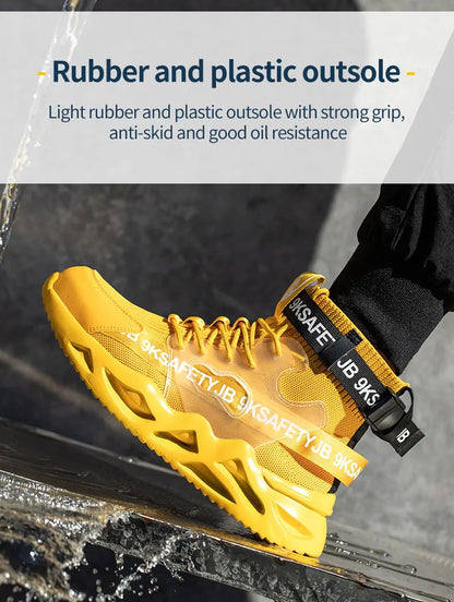 Zapatos de seguridad con puntera de acero para hombre y mujer, botas de trabajo ligeras, transpirables y cómodas, zapatillas de seguridad para la construcción industrial, botas para hombre.